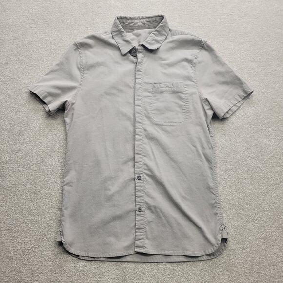 Lululemon Men’s Commission Oxford Button Up Shirt Gray Short Sleeve Medium - Picture 1 of 8